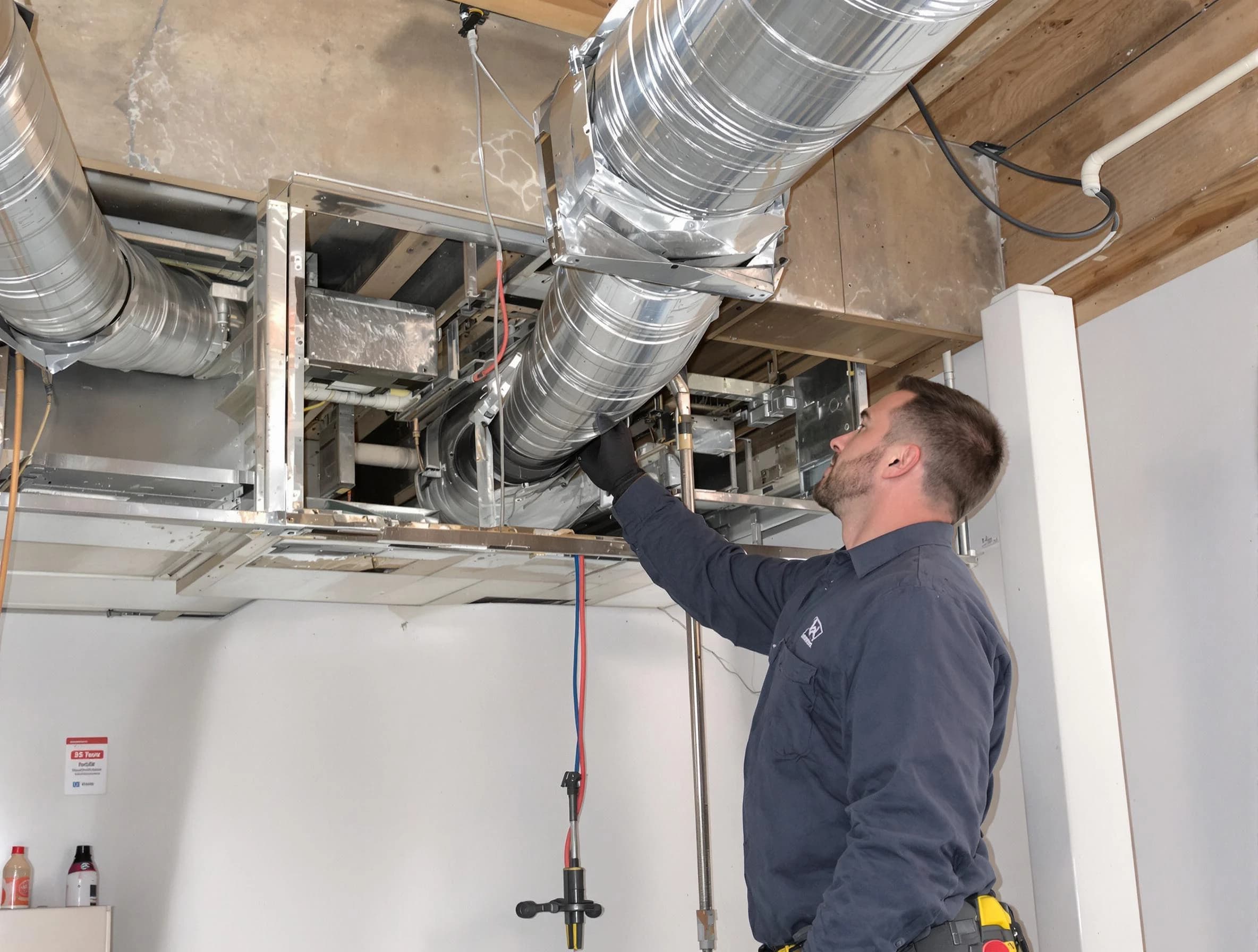 Todd Creek Air Duct Cleaning technician performing professional air duct repair using specialized tools in Todd Creek