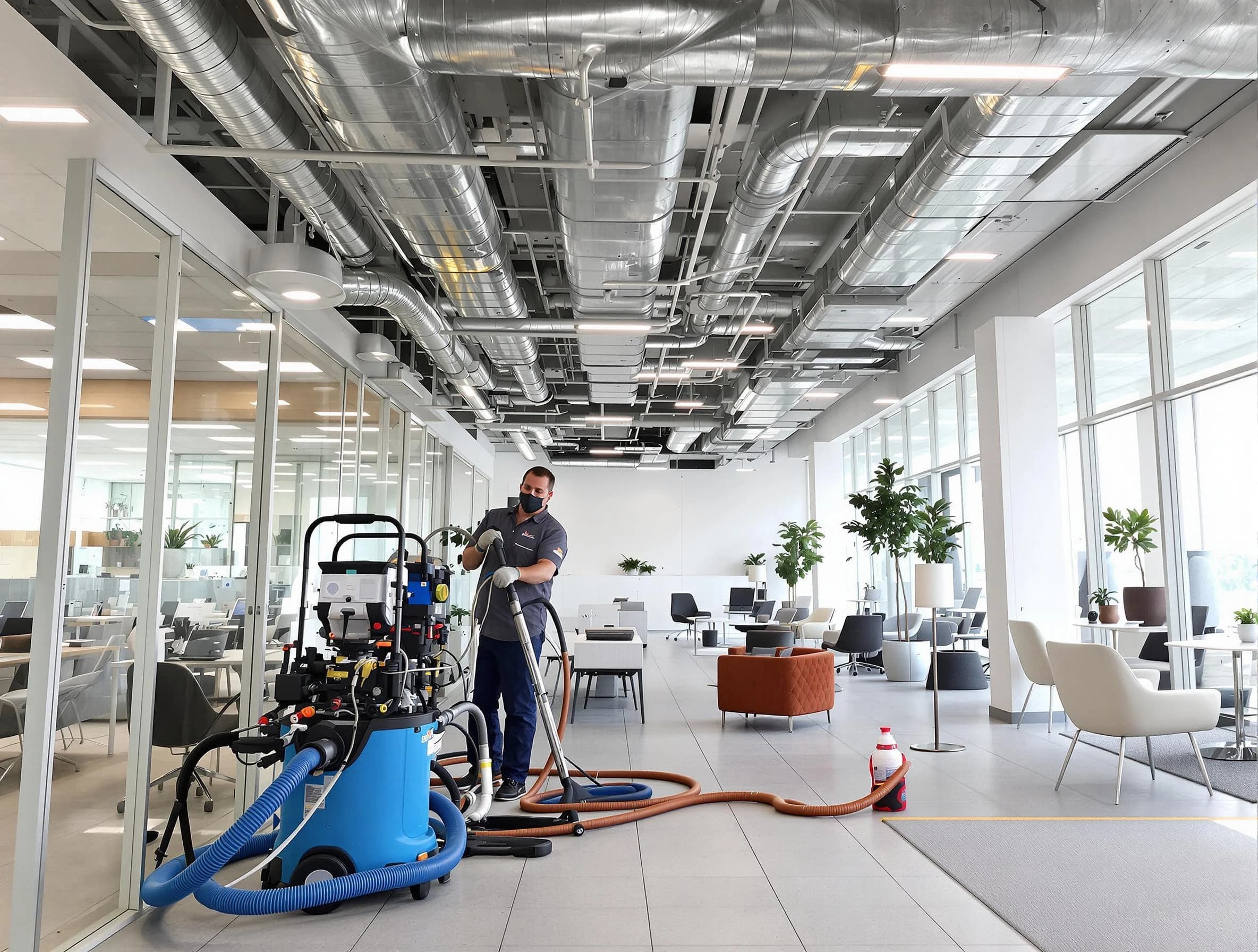 Todd Creek Air Duct Cleaning team conducting comprehensive commercial duct cleaning at a business location in Todd Creek