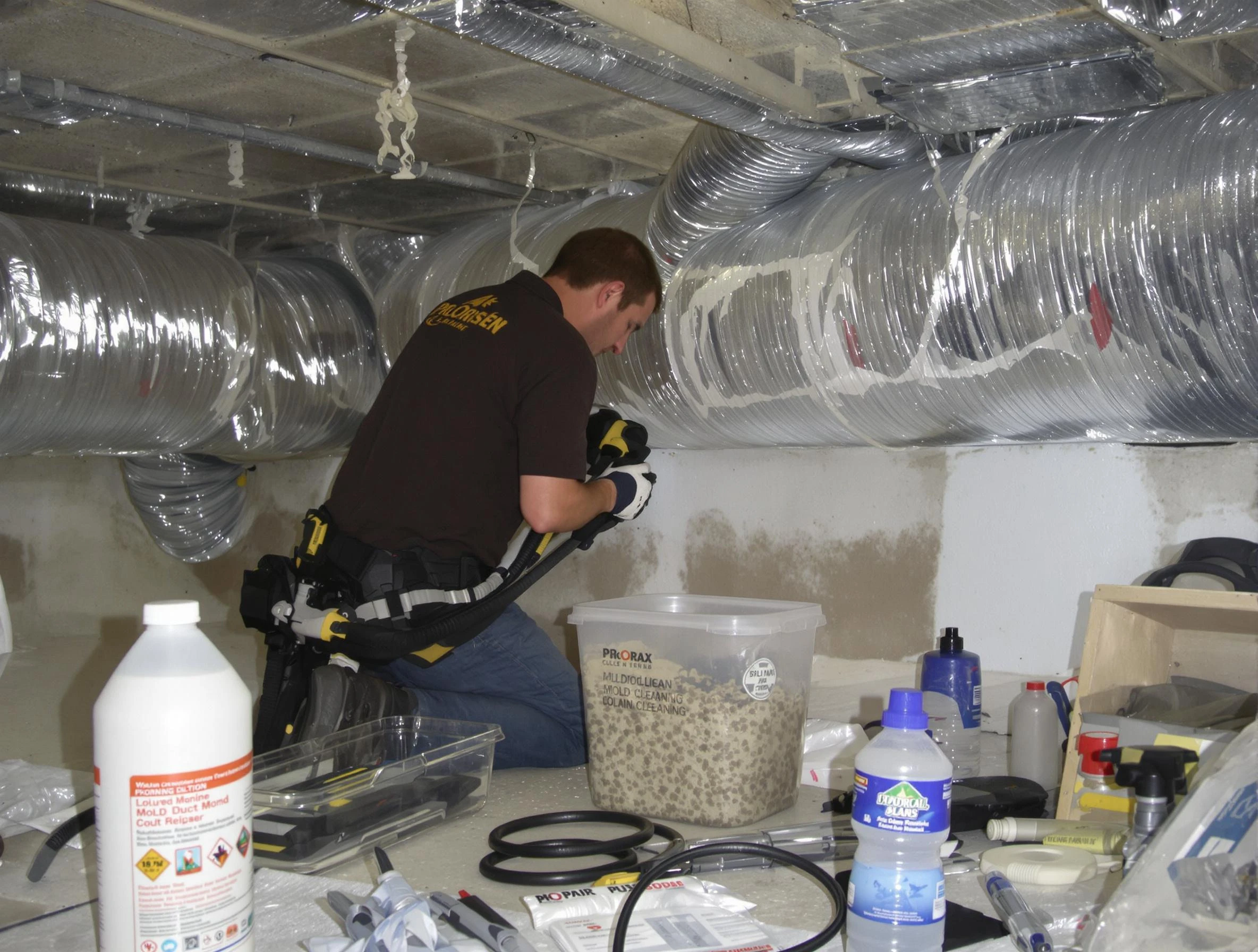 Todd Creek Air Duct Cleaning specialist performing professional mold removal from air ducts in Todd Creek