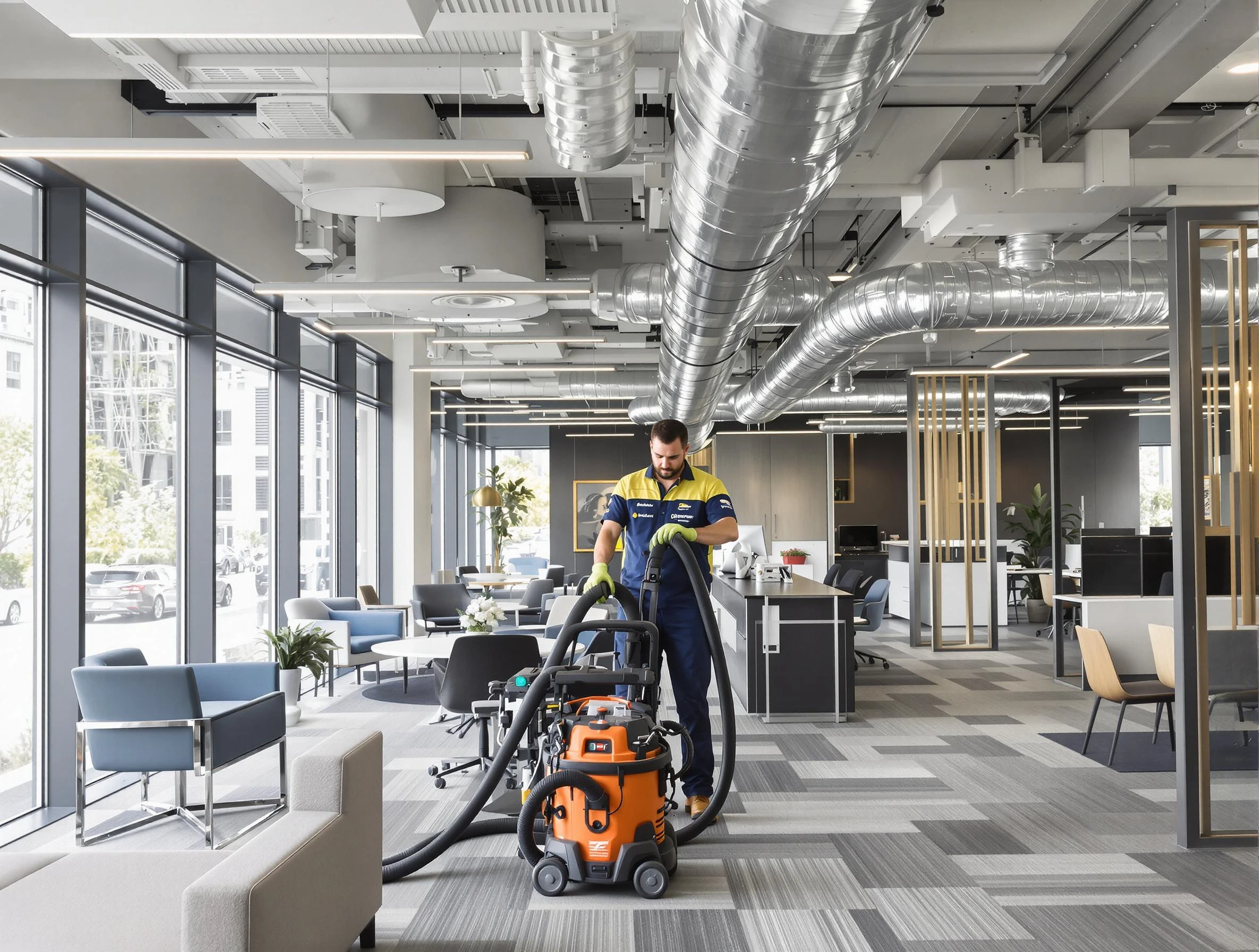 Todd Creek Air Duct Cleaning team performing thorough commercial duct cleaning at a Todd Creek business center